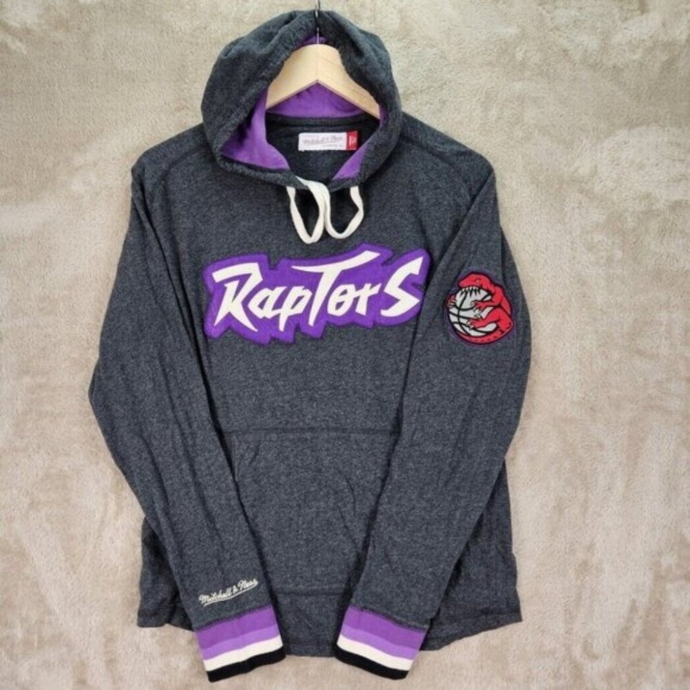 Youth Toronto Raptors Heathered Charcoal Hardwood Classic Raglan Pullover Hoodie